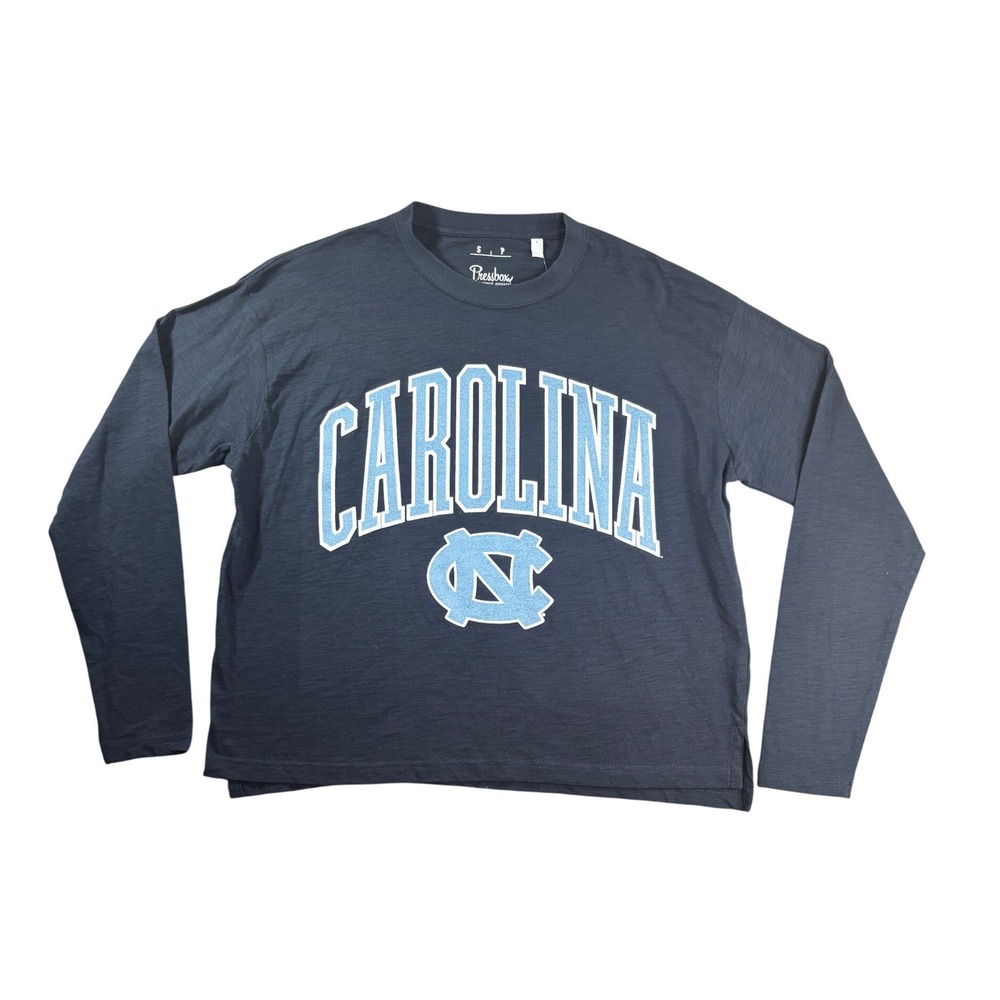 Pressbox UNC Carolina Tar Heels Navy Long Sleeve Slub T-Shirt Women Small NEW